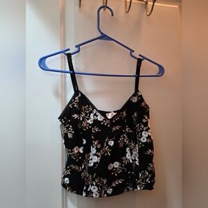 Willow & Root Floral Embroidered Mesh Cropped Tank Top